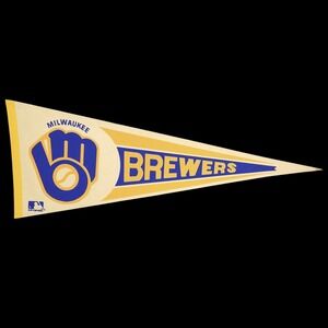 Vintage Milwaukee Brewers MLB Felt‎ Pennant 30" Full Size Licensed PLEASE READ